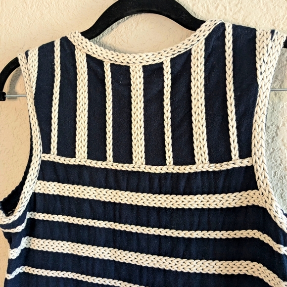 Max Studio Embroidered Shift Dress Nautical Navy and White Classic 100% Cotton - Picture 5 of 7